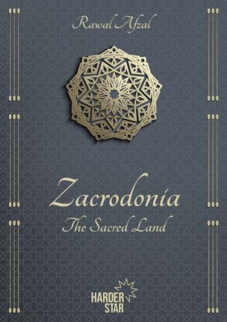 Das Cover von Zacrodonia – The Sacret Land - dunkler Hintergrund mit matten goldenen Ornamenten.